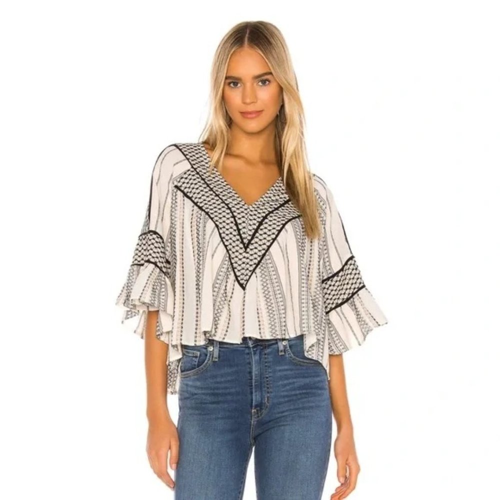 Free People Running On A Dream Top Embroidered Size Large L GUC L2537 - Picture 1 of 16